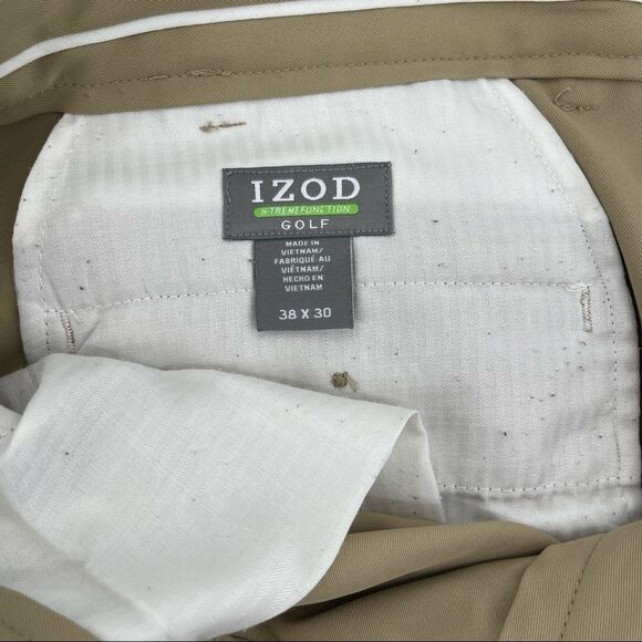 IZOD X-Treme Function Cool FX Creme Khaki Men’s Flat Front Golf Pants 38 x 30 - Picture 8 of 17